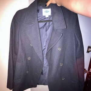 old navy wool peacoat/cropped trench